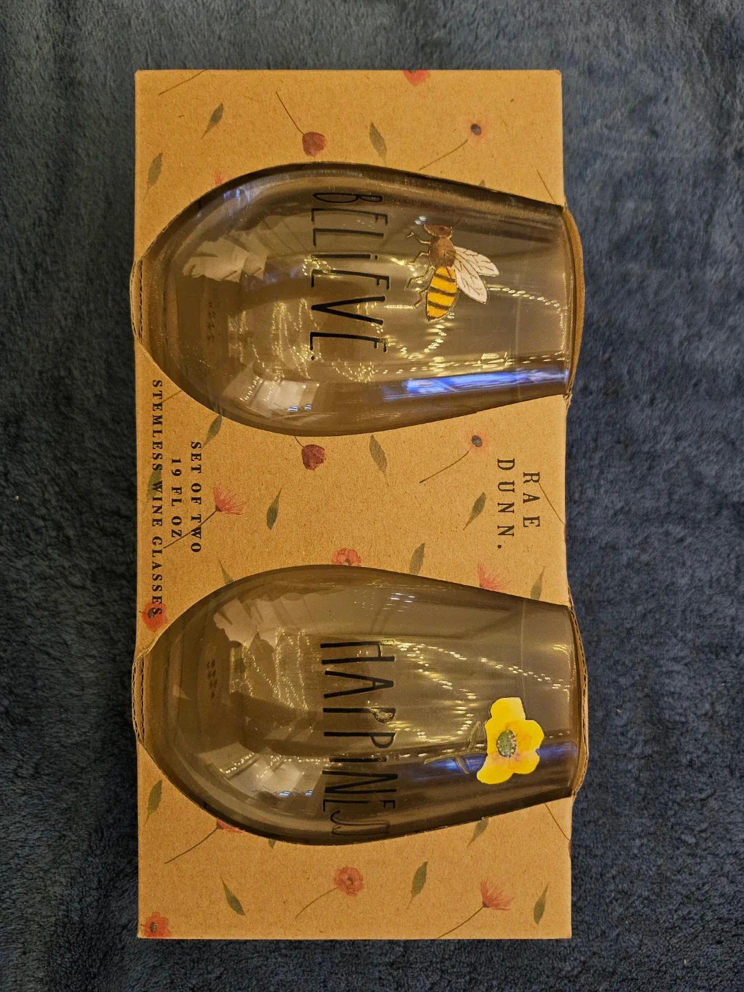 Rae Dunn Stemless Wine Glasses - Set of 2