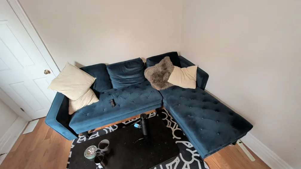 MOVING OUT SALE - Blue Velvet Sectional Sofa