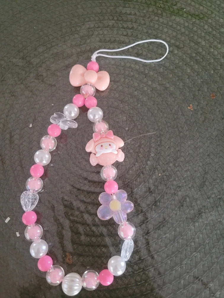 My Melody Pink Beaded Phone Charm