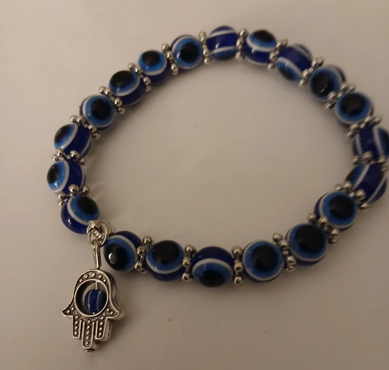 Green Beaded bracelet/Evil eye bracelet - photo 2
