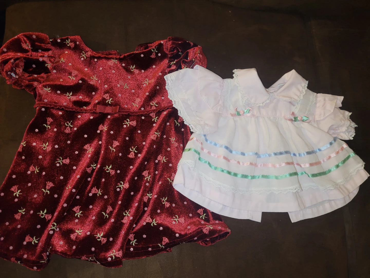 Baby / Doll  Dresses - Red Velvet & Pink/White (2)