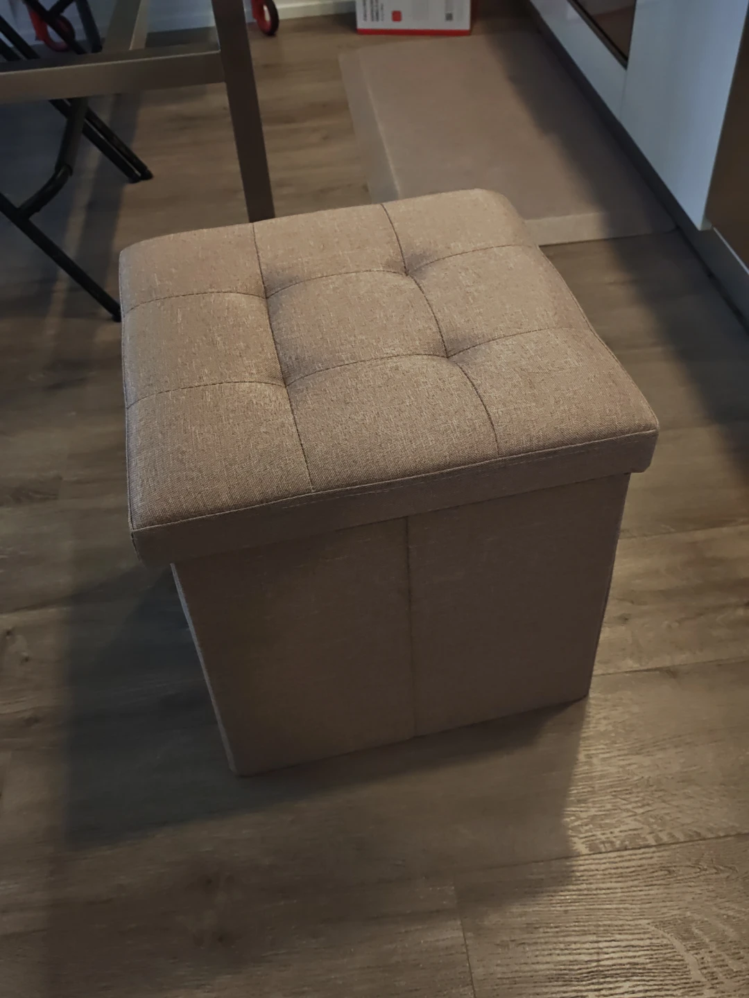 Beige Storage Ottoman