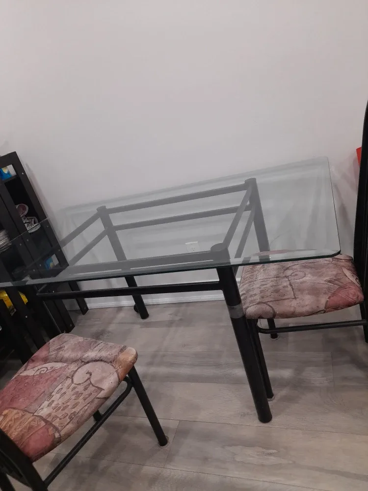 Glass Top Dining Table with 3 Chairs image indicator(2)