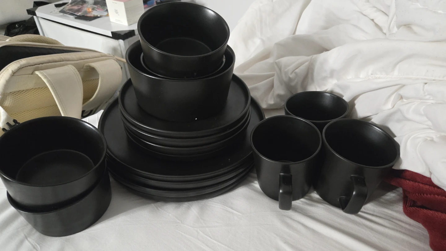 Black Dinnerware Set - Plates, Bowls, Mugs