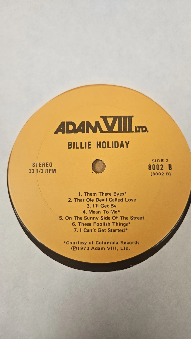 Billie Holiday - Adam VIII LTD. Vinyl Record-Bootleg