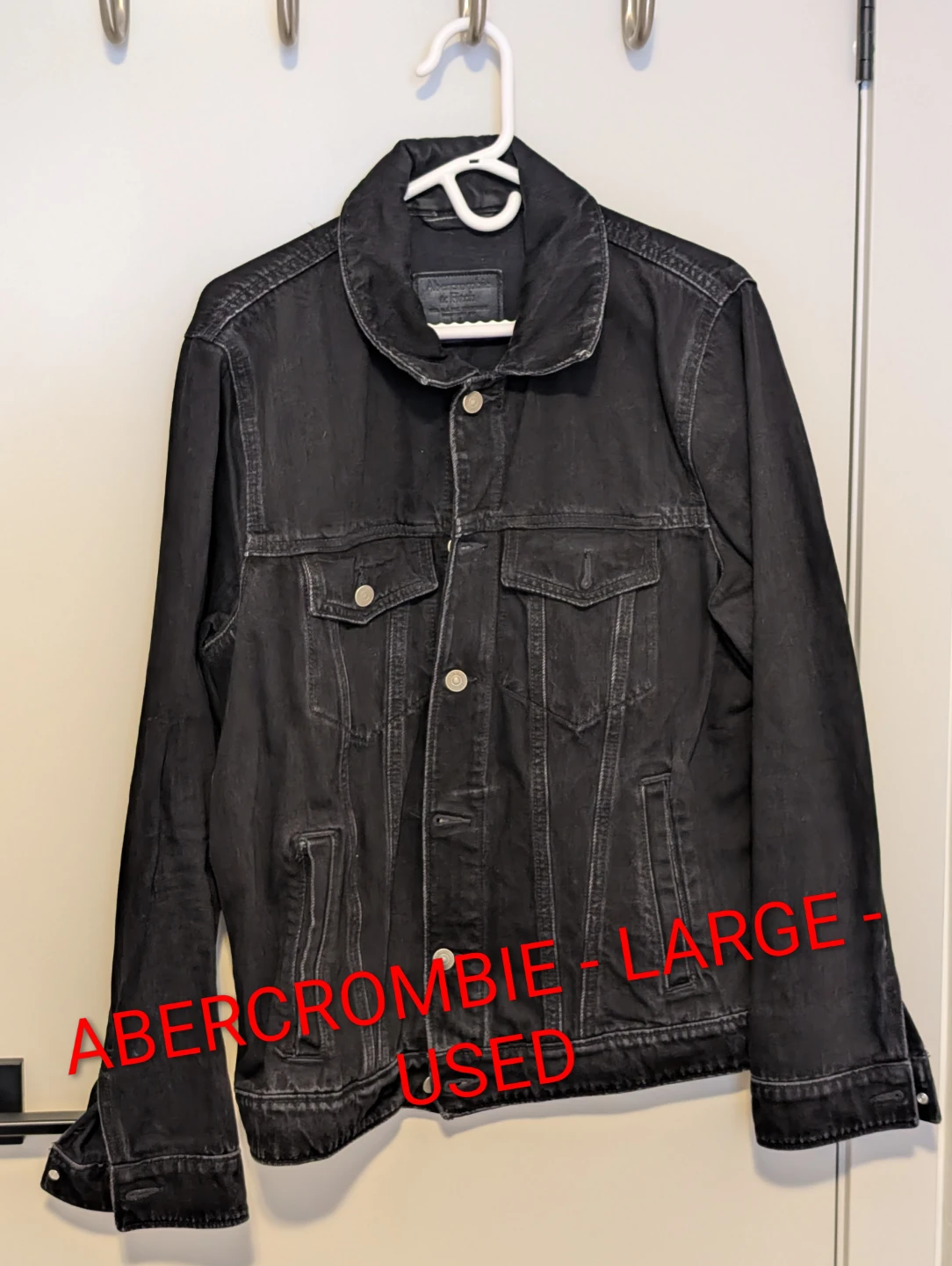 Abercrombie & Fitch Black Denim Jacket - Large