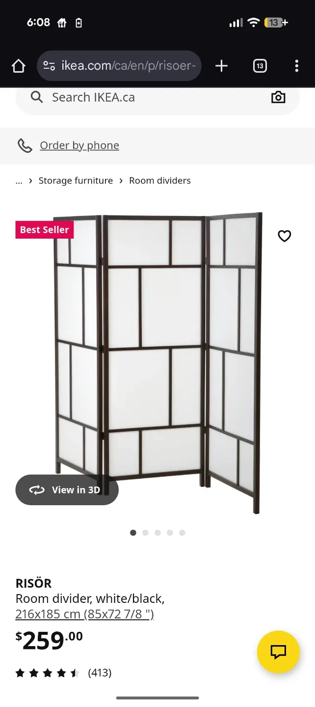 IKEA RISÖR Room Divider - White/Black