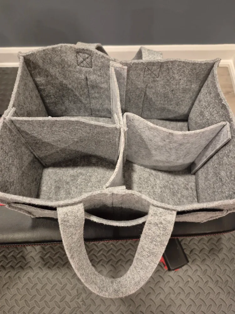 Grey Felt Adjustable Diaper Caddy Organizer