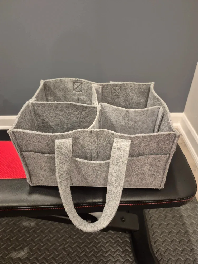 Grey Felt Adjustable Diaper Caddy Organizer image indicator(2)