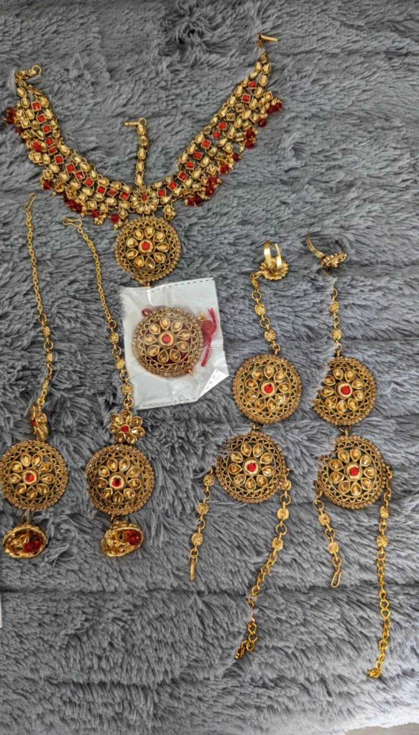 Stunning Indian Bridal Jewelry Sets –Brand New–Red and White - photo 4