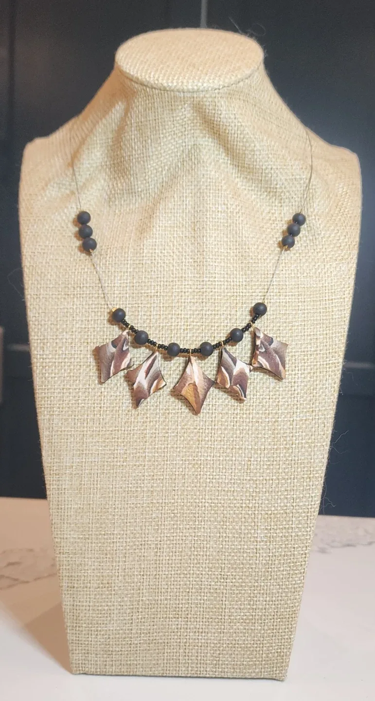 Handmade Brown & Black Beaded Necklace