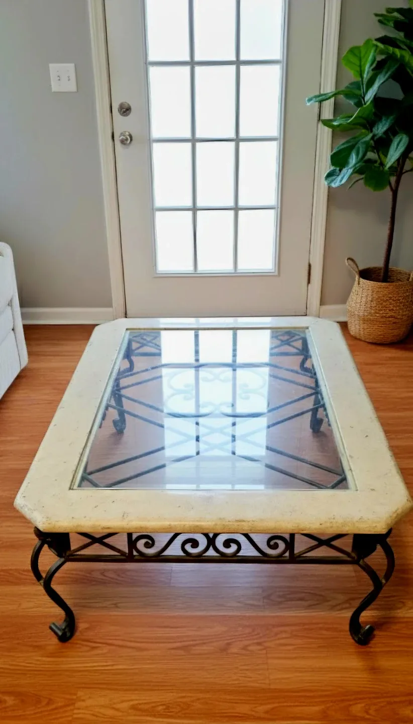 2 Glass Top Coffee Table with Metal Frame ✨️