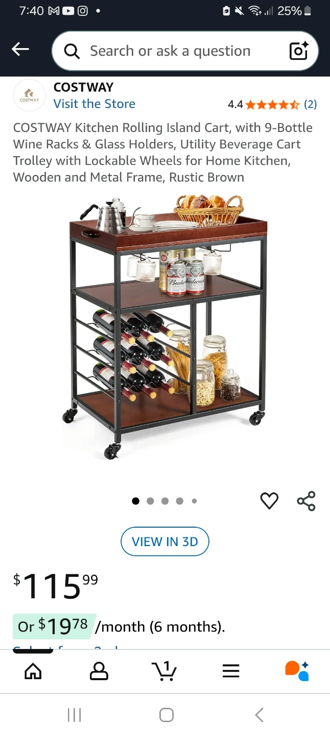 NEW Costway Kitchen Cart Bar Trolley - photo 3