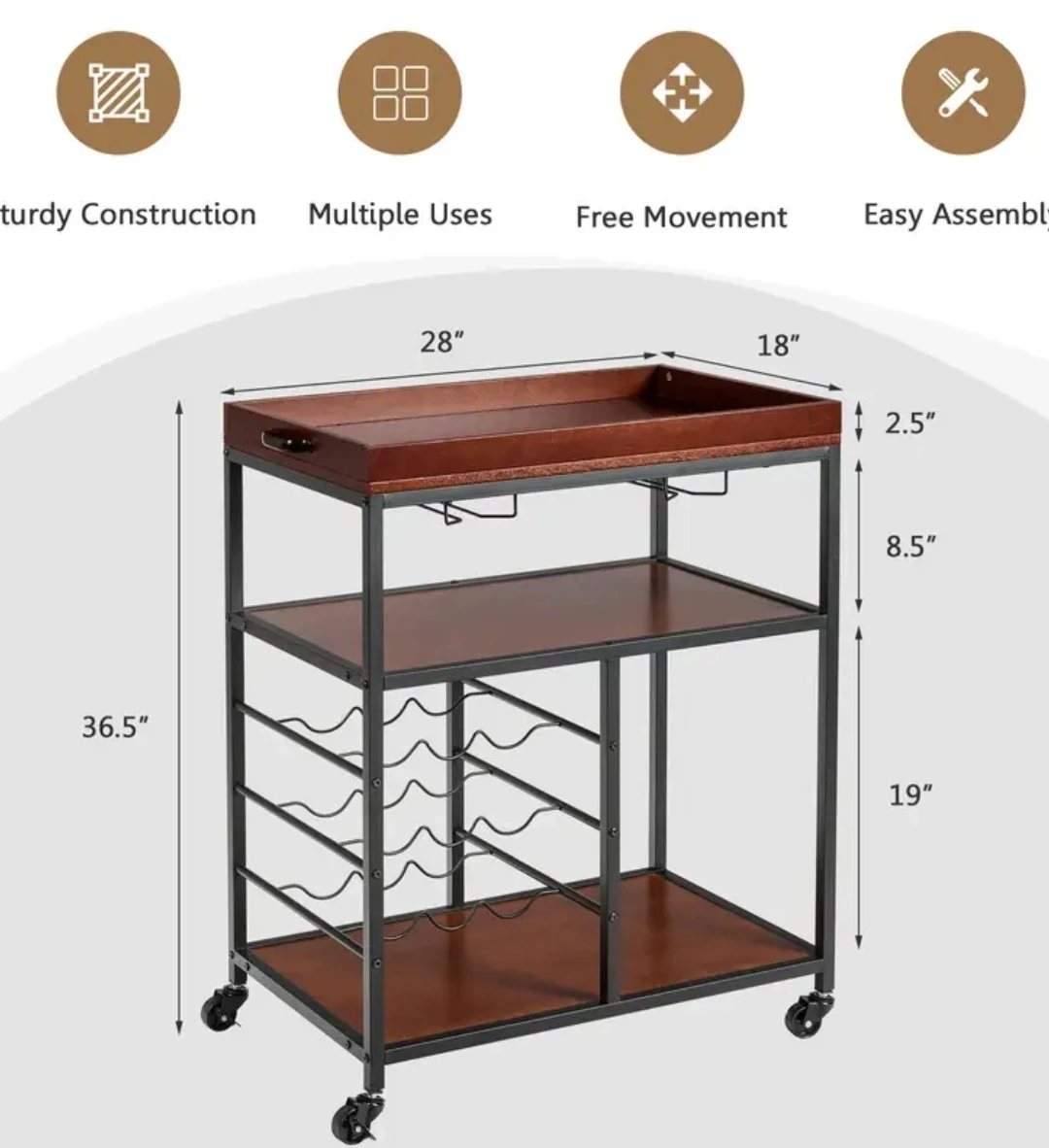 NEW Costway Kitchen Cart Bar Trolley