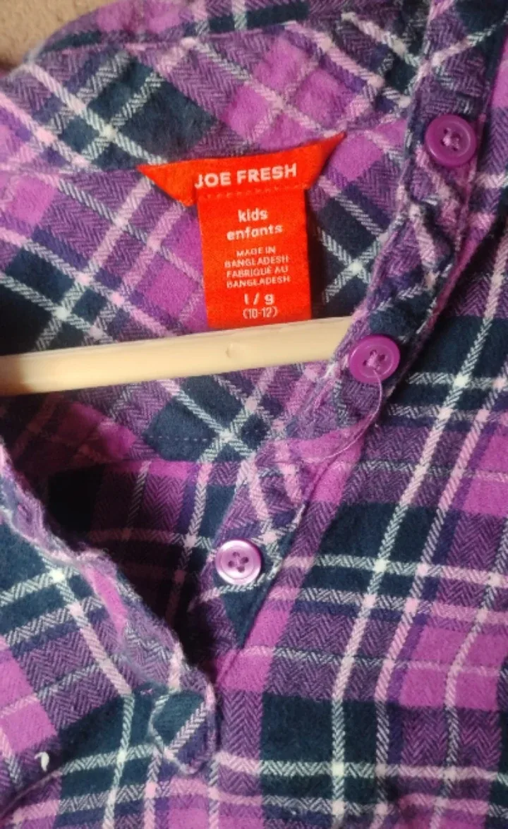 #CLEANOUT- Joe Fresh Kids Plaid Flannel Shirt Size 10-12 image indicator(2)