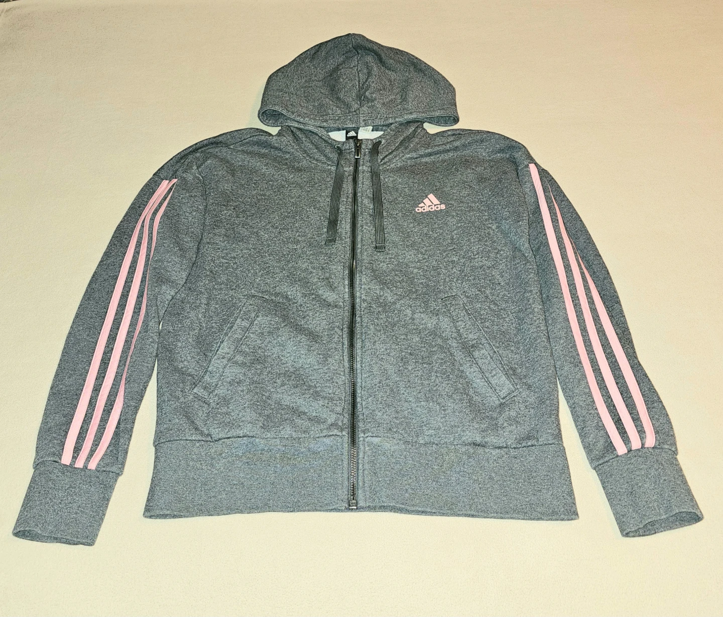 Adidas Grey & Pink Zip-Up Hoodie Size Medium $7