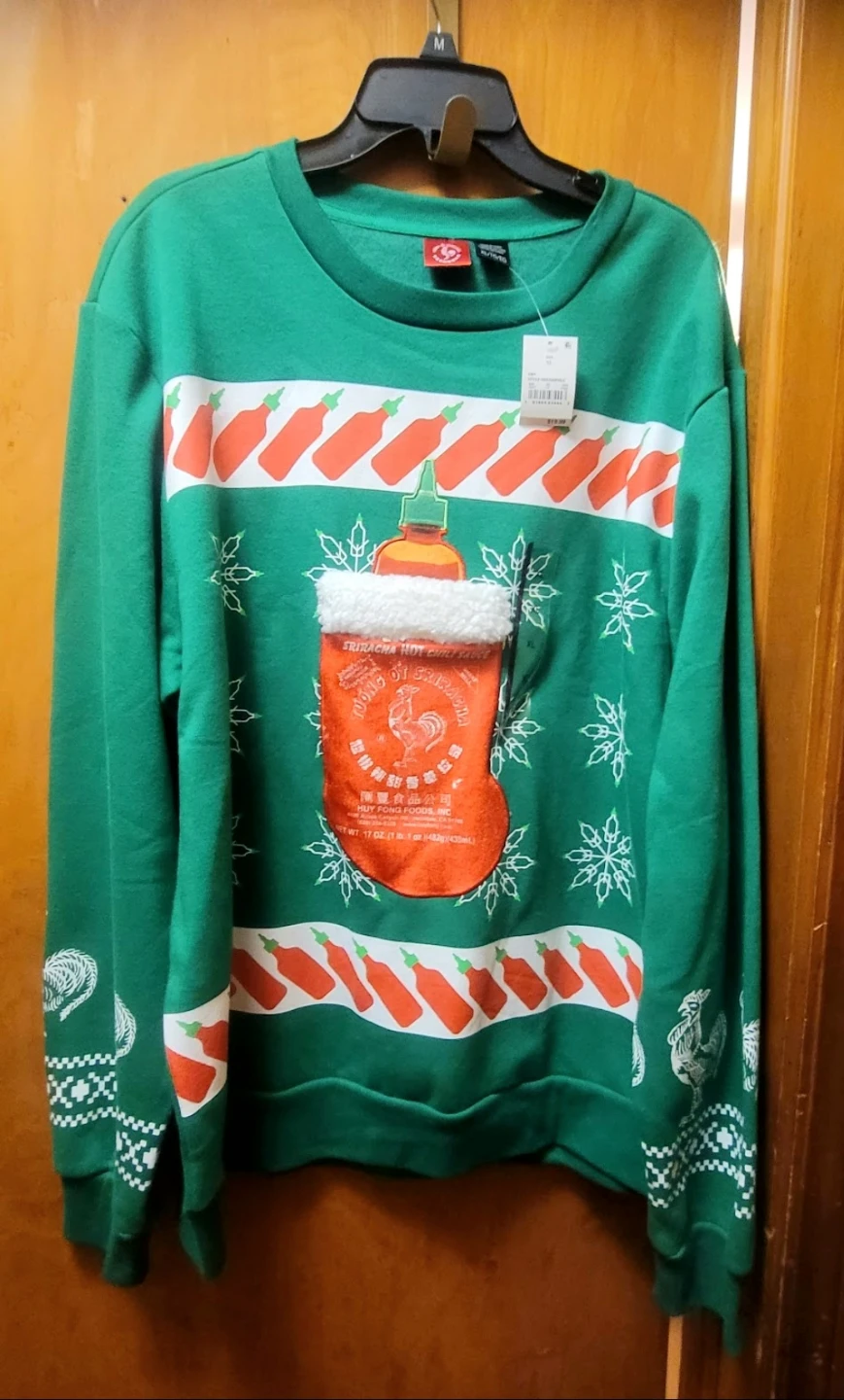 New Sriracha Hot Chili Sauce Christmas Sweater - XL