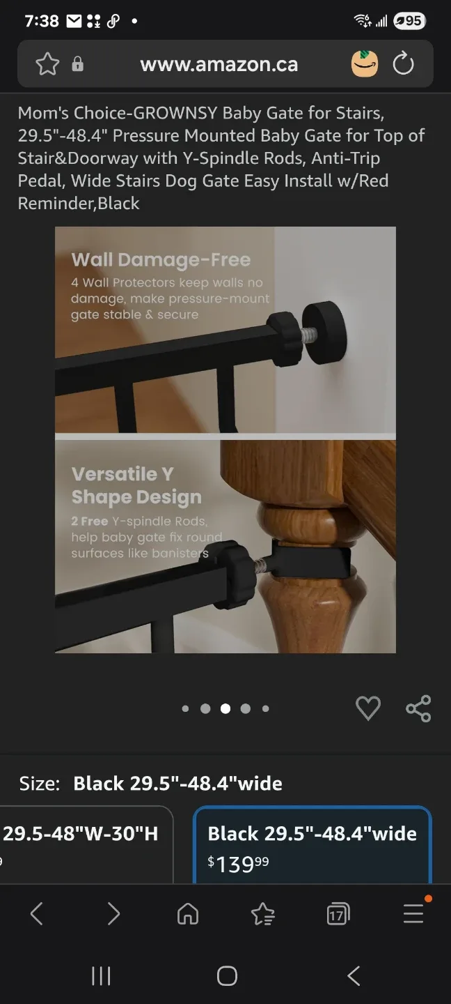 Baby Gate for Stairs, 30.5"-48.4" new image indicator(3)