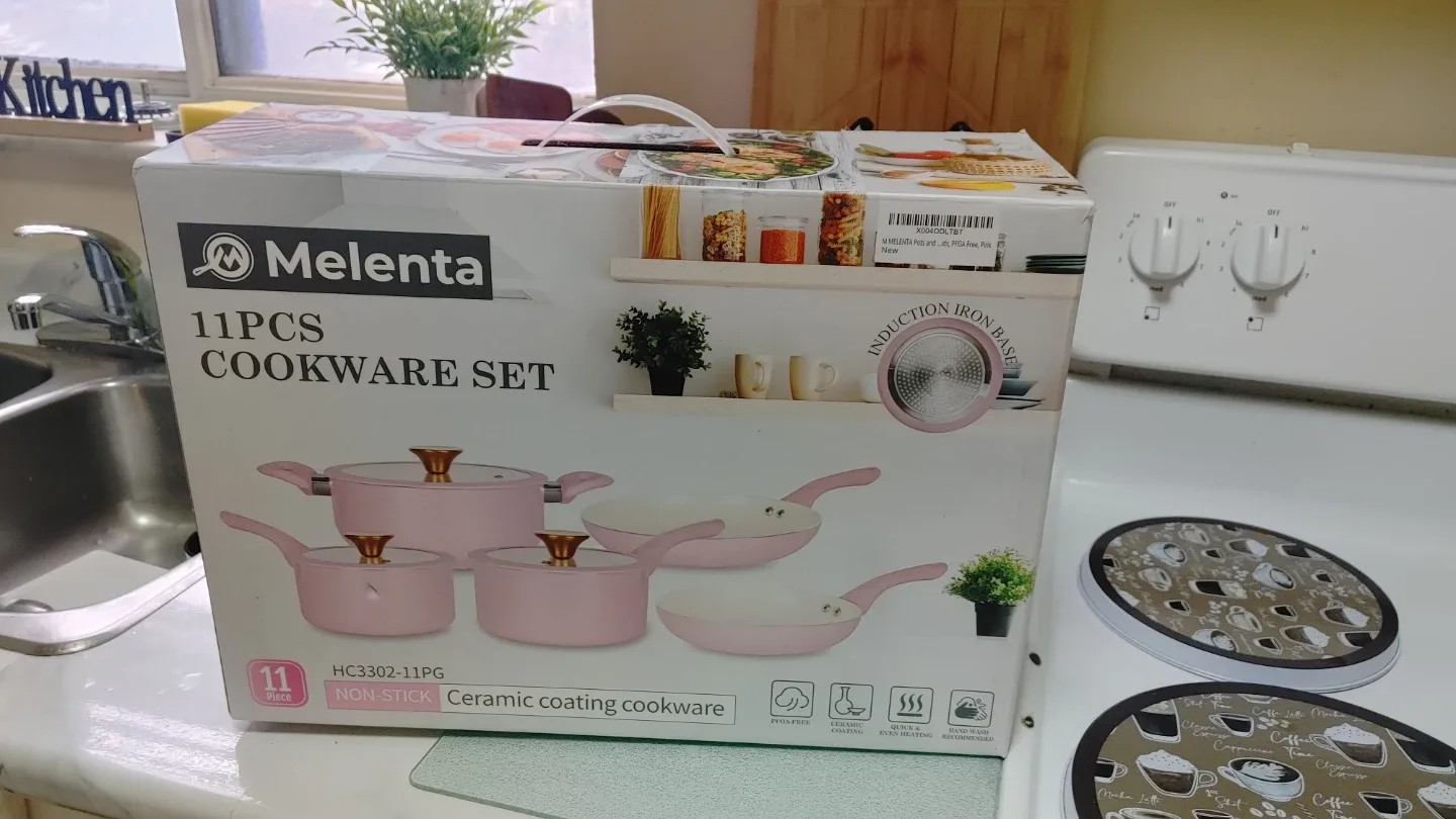 New Melenta 11-Piece Pink Cookware Set
