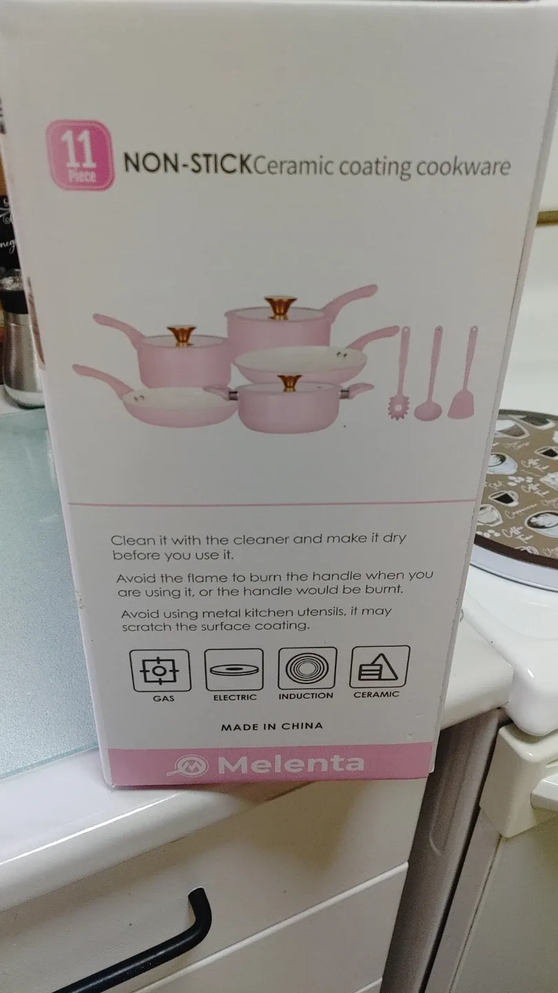 New Melenta 11-Piece Pink Cookware Set image indicator(5)
