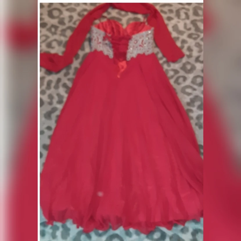 Red Formal Dress with Silver Embroidery - photo 4