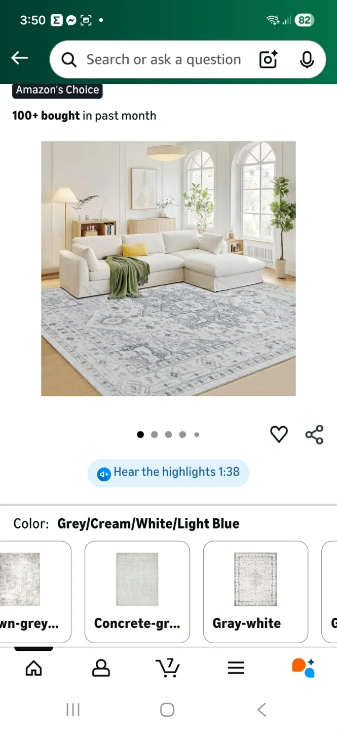 Area Rug Grey/Cream/White/Light Blue - photo 2