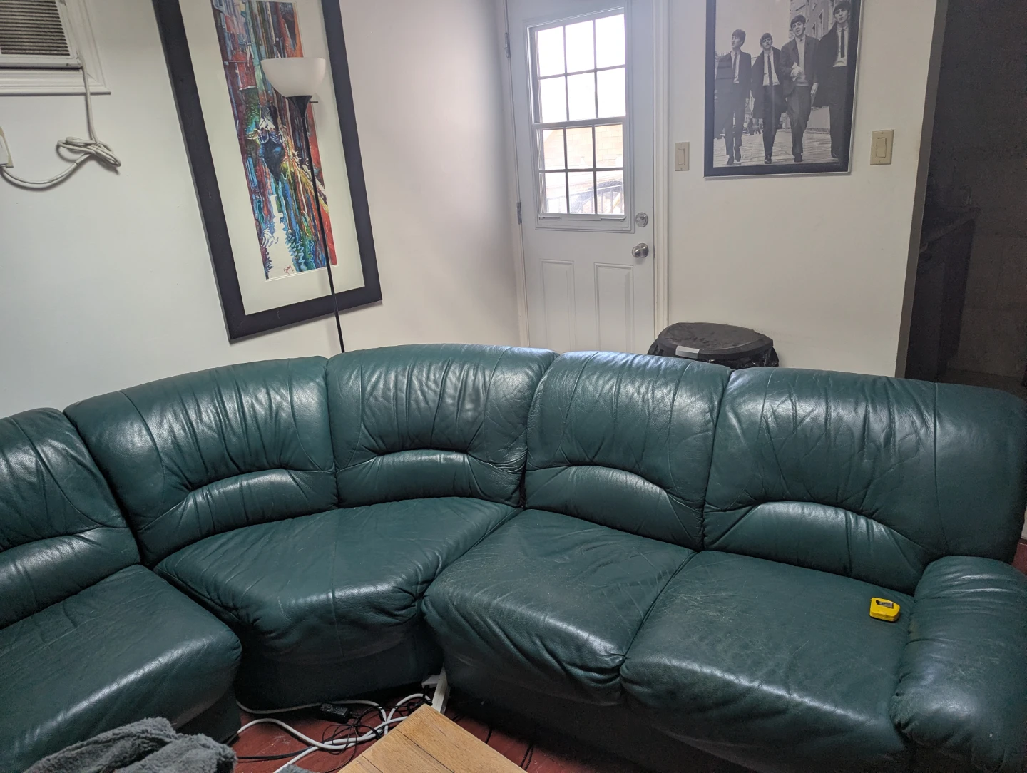 Green Leather Sectional Sofa - photo 3