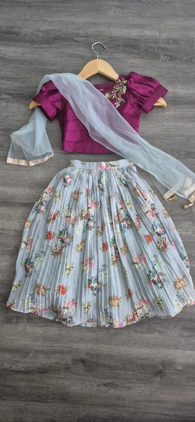 Girls' Floral Lehenga Choli Set - Size 18 Months