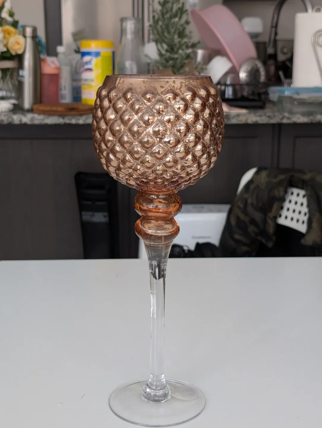 Rose Gold Glass Candle Holder