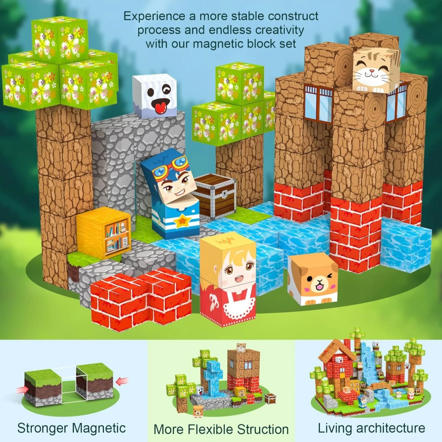Magnetic Building Blocks - Minecraft Style - Ages 3+ - photo 2