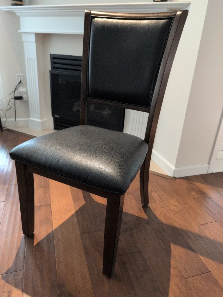 Dining Chair - Hardwood Black Leather Set of 4
