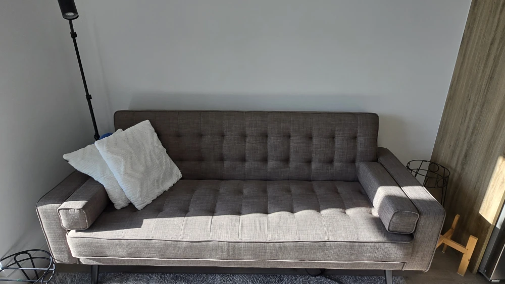 Avery Linen-Look Fabric Klik Klak Futon - Taupe (Full)
