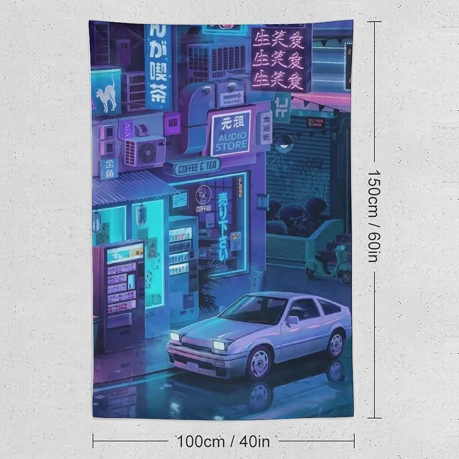 Tokyo Bustling Street/Cyberpunk Tapestry (60"x40") - photo 2