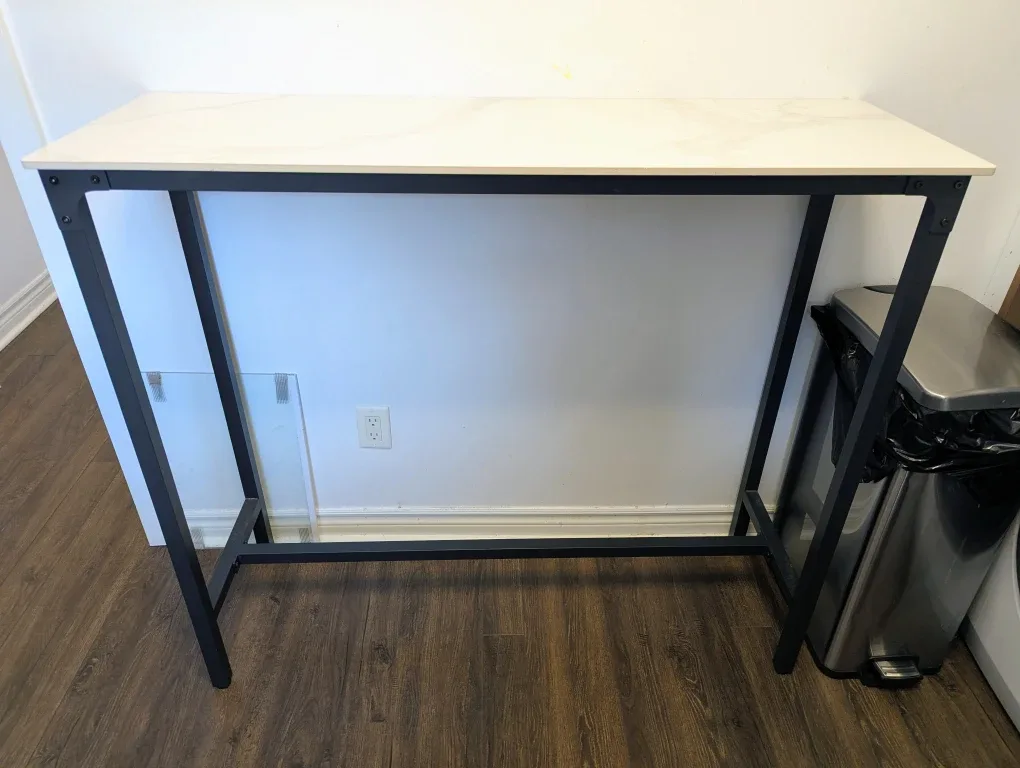 Console Table - White Marble Top, Black Metal Frame