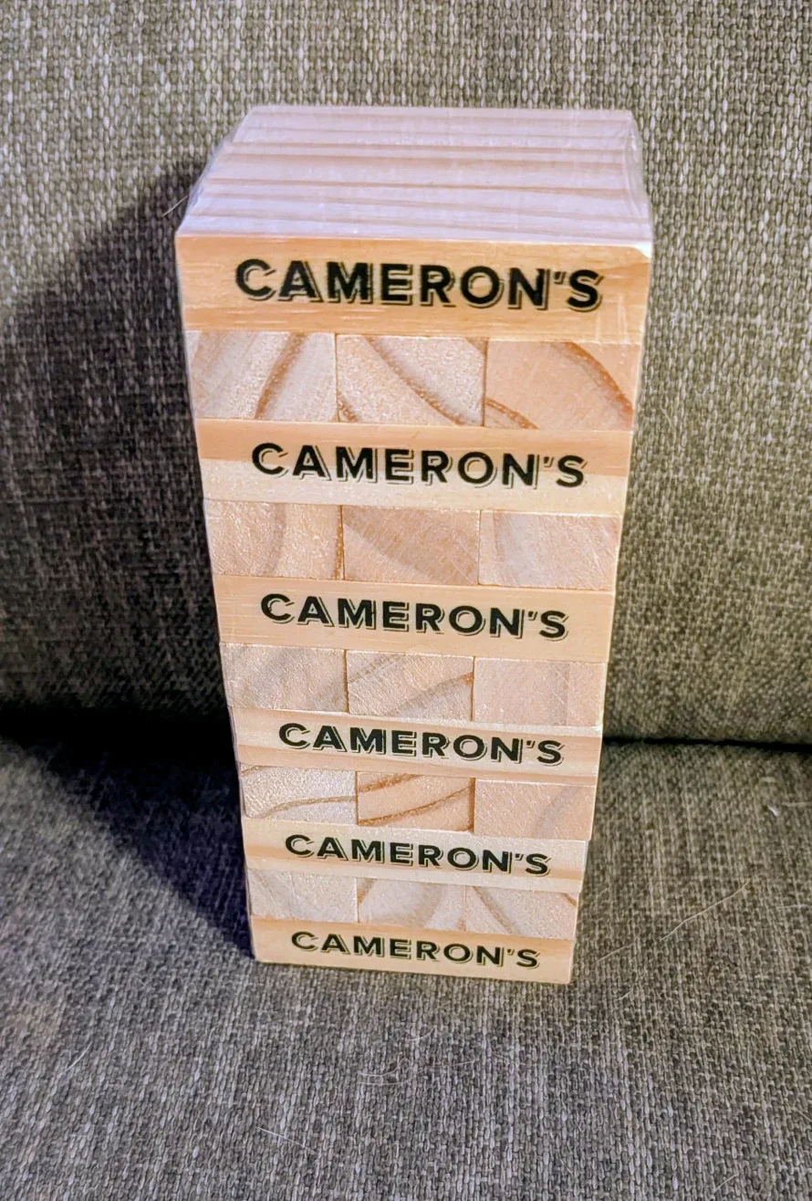 Brand New Cameron's Brewing Wooden Tumbling Tower Game - Gift