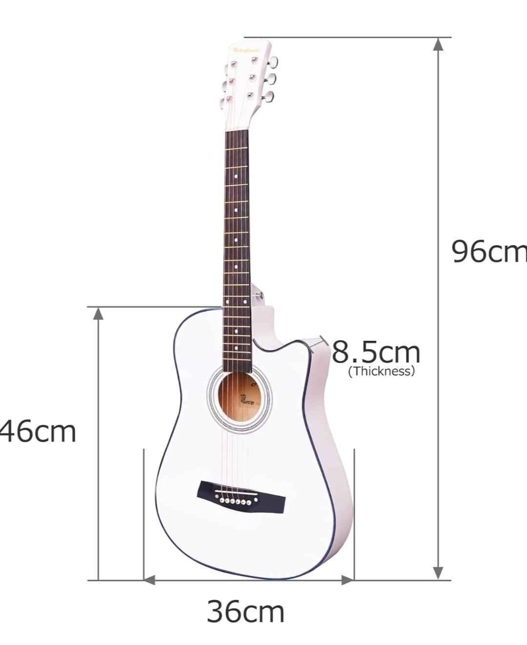 Rosafinah 38" Acoustic Guitar - White - photo 4