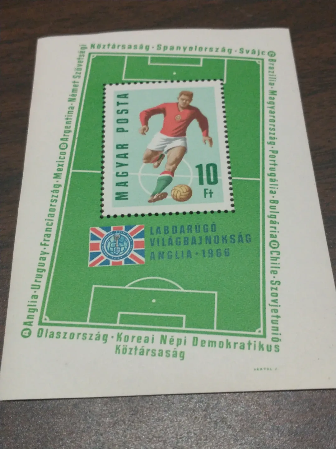 MNH 1966 World Cup Hungary 10 ft souvenir sheet