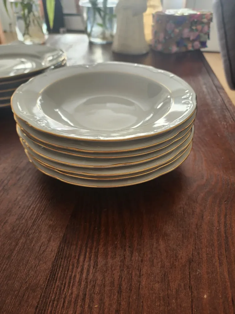White & Gold Trimmed Plates