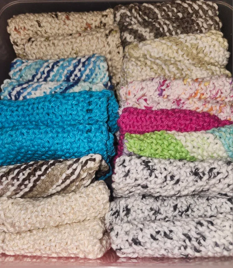 Handmade Knitted Washcloths - Variety of Colours
