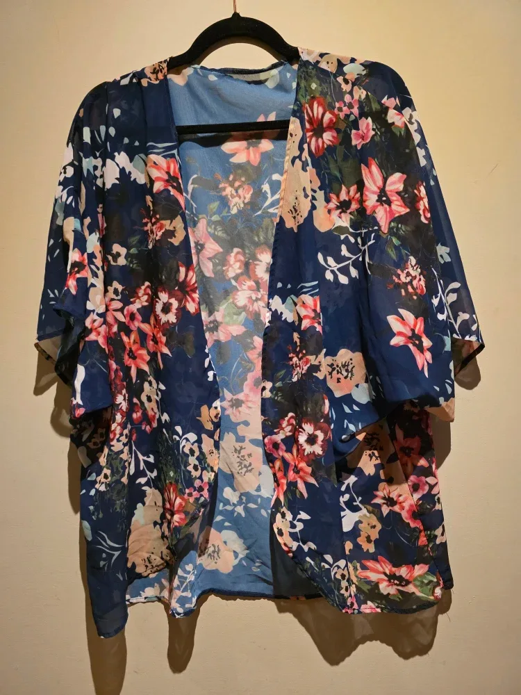 Floral Kimono - Navy Blue