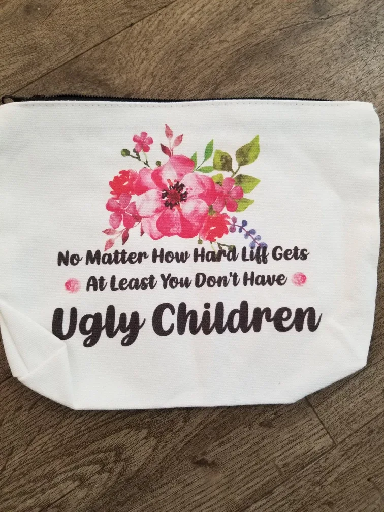 White Floral Zipper Pouch