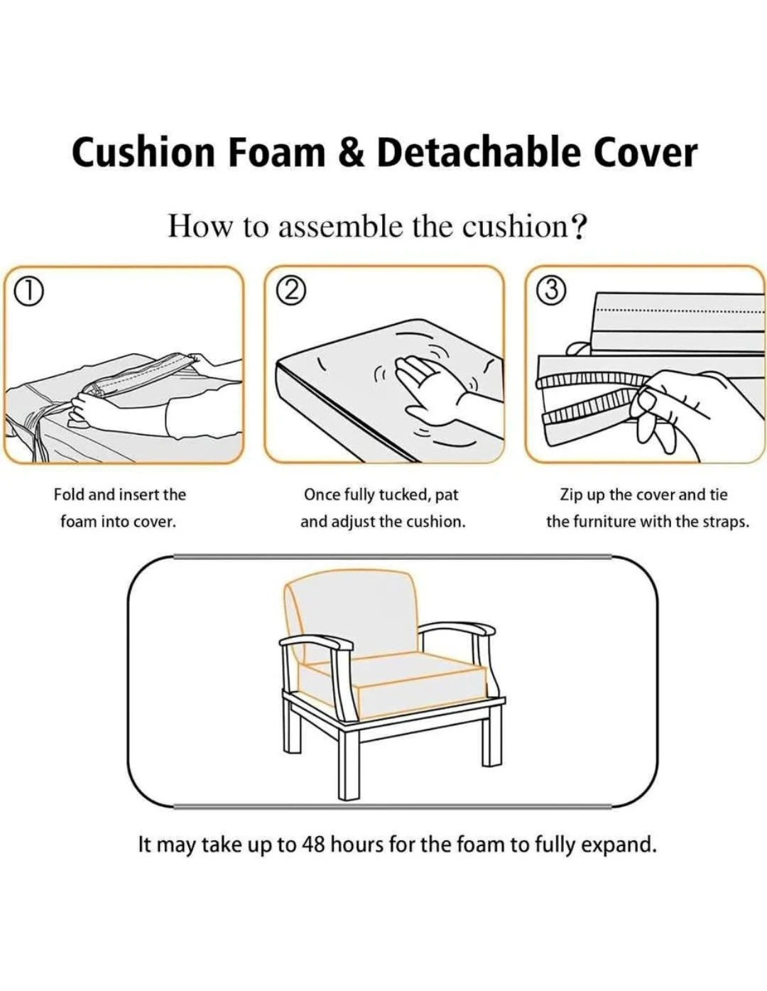 Outdoor Chair Cushions - Gray, Water Repellent - photo 3