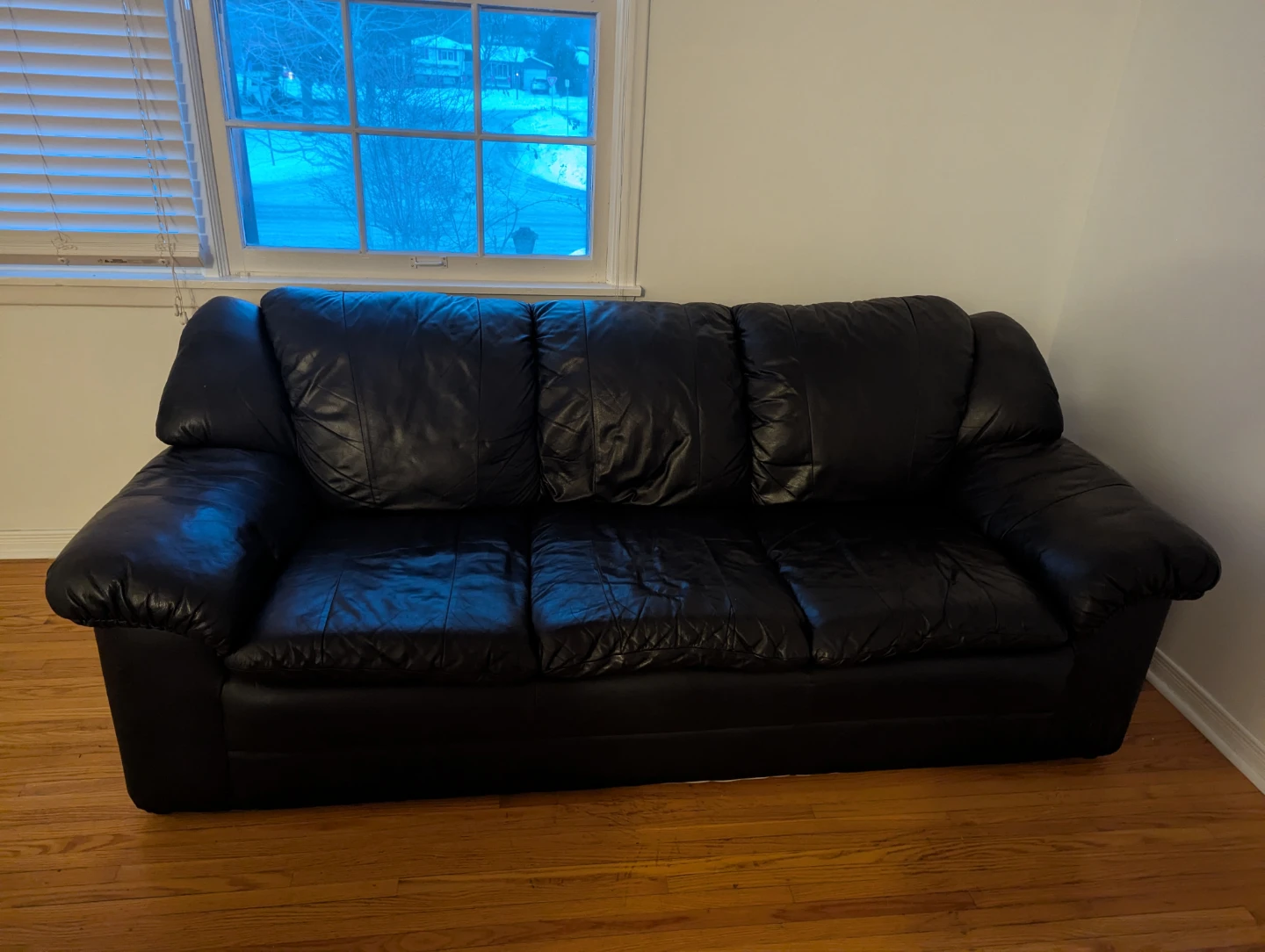 Black Leather 3-Seat Sofa