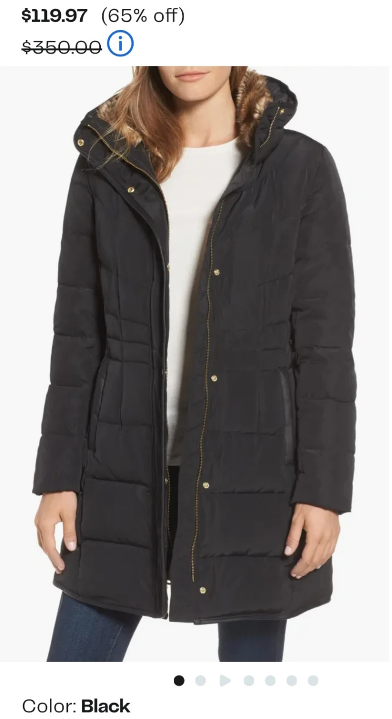 Cole Haan Black Quilted Down Jacket