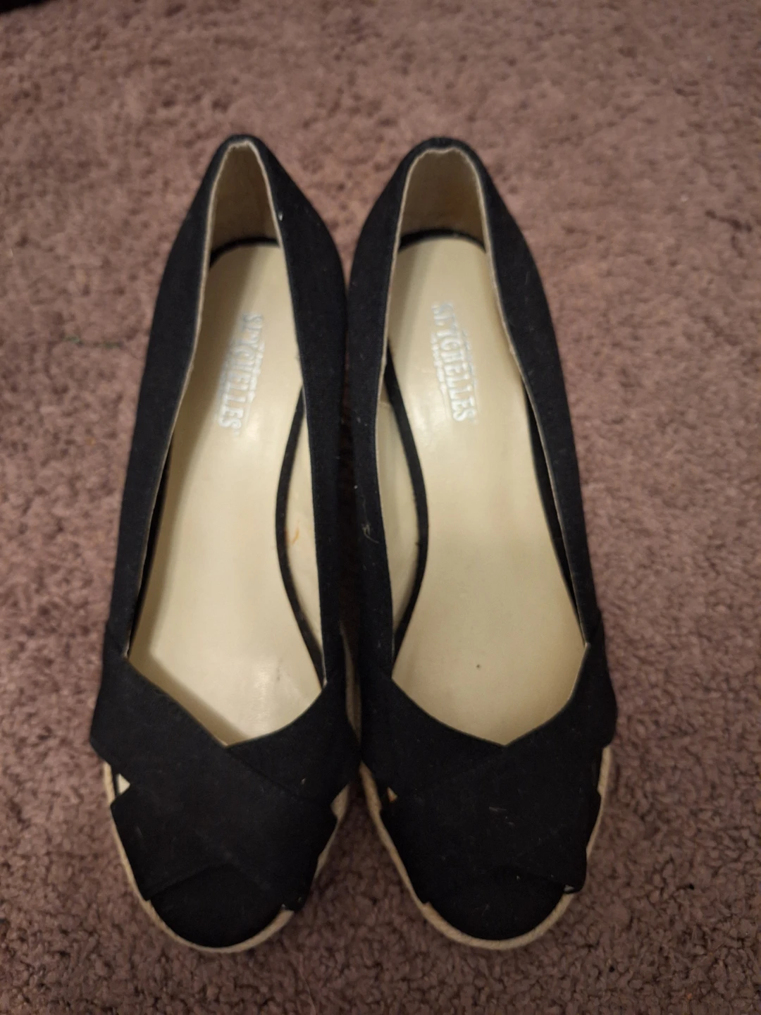 Seychelles Black Espadrille Wedge Heel - Size 5.5