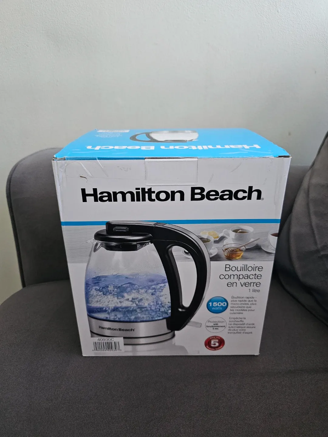 Hamilton Beach Glass Electric Tea Kettle, 1 L, 1500 Watts image indicator(3)