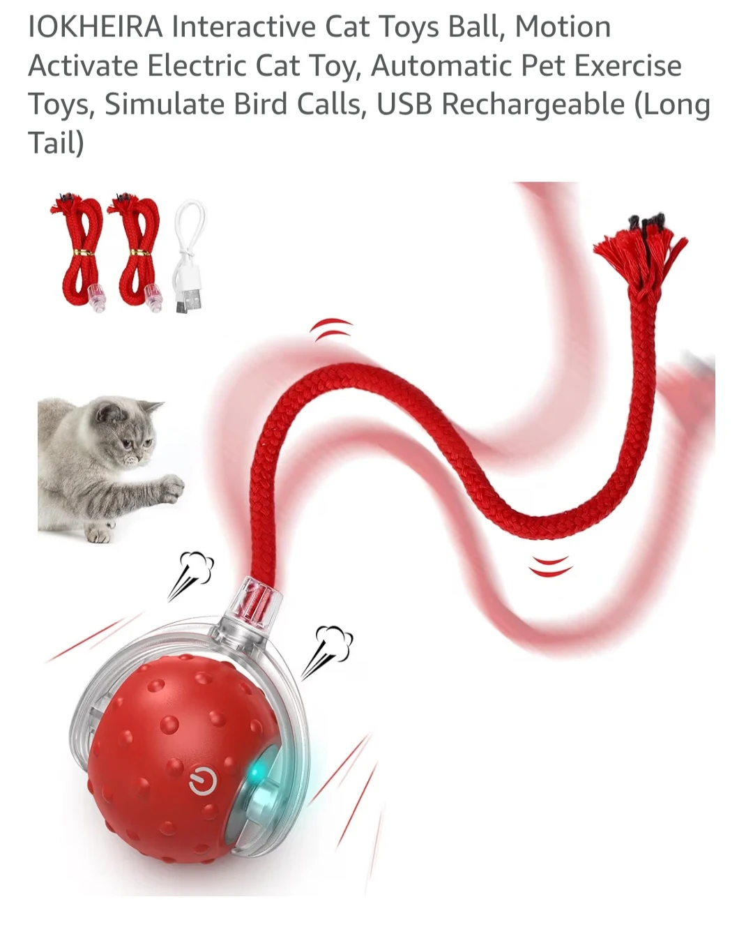 Interactive Cat Toys Ball, Motion Activate Electric Cat Toy