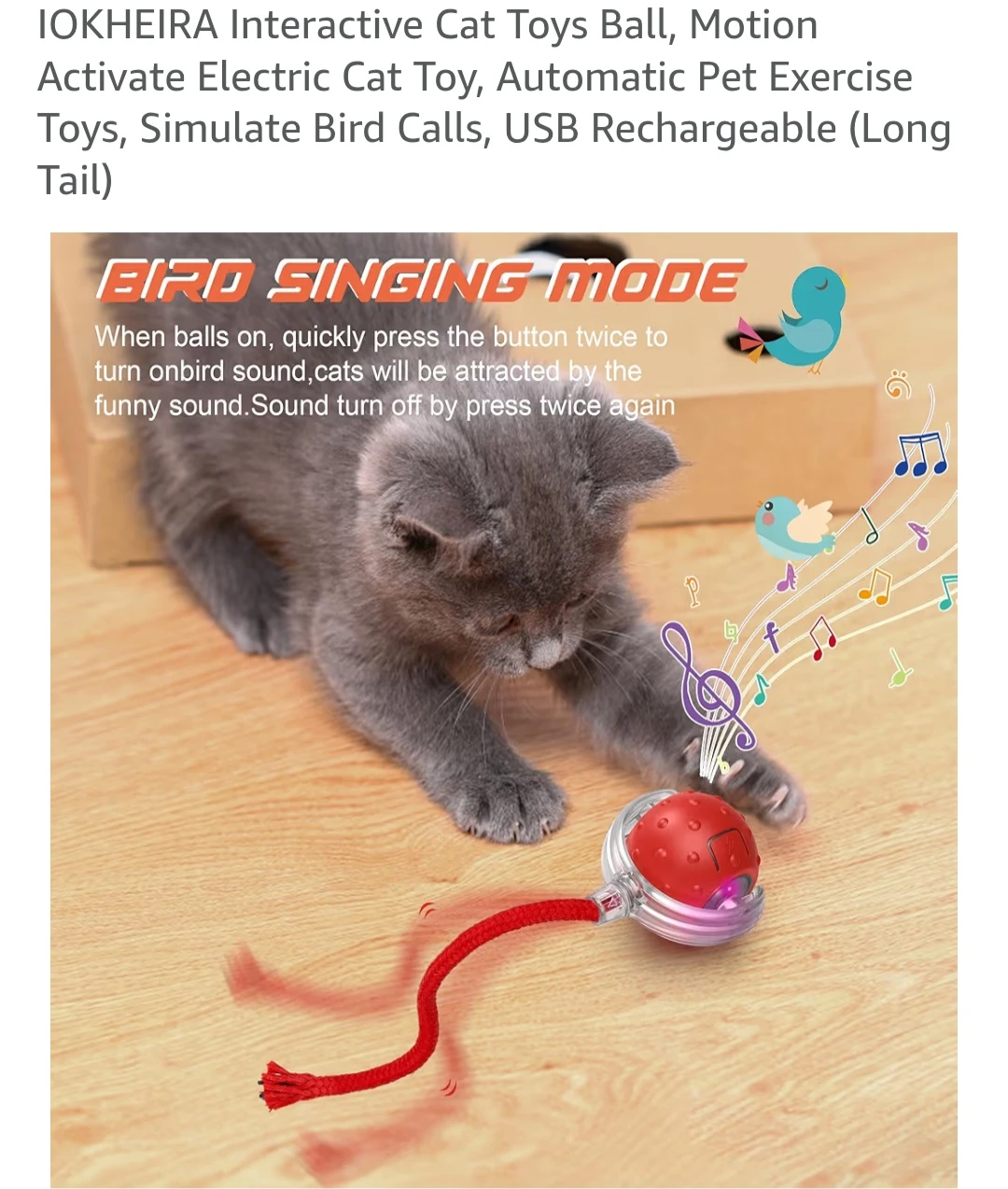 Interactive Cat Toys Ball, Motion Activate Electric Cat Toy - photo 5