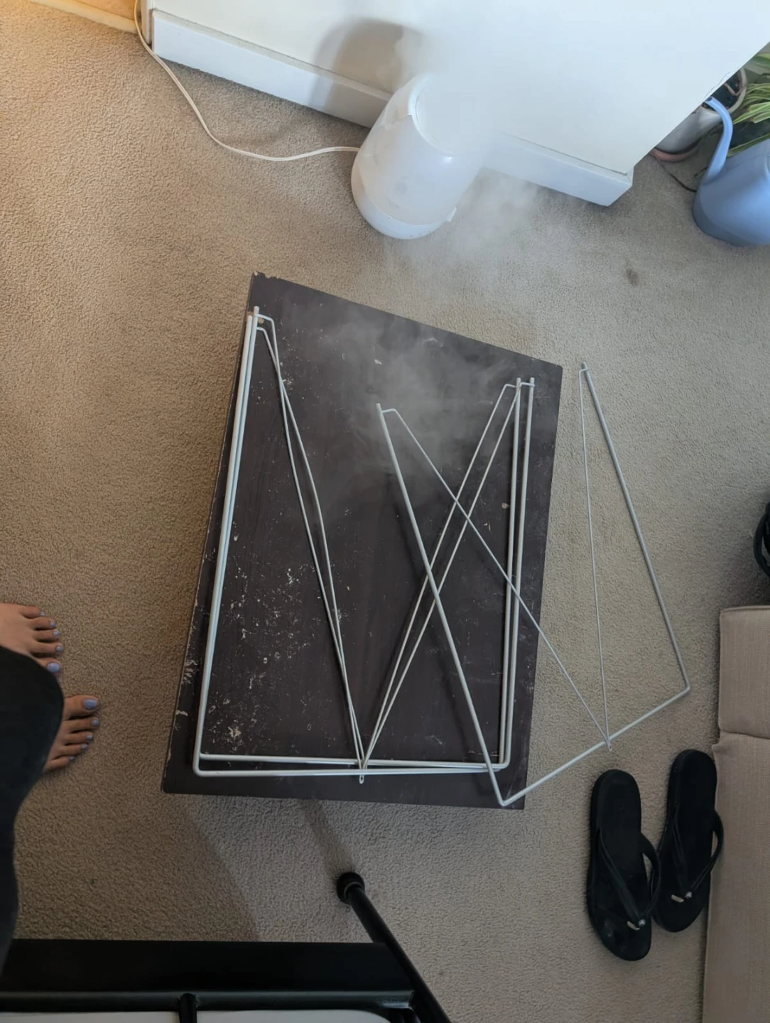 Used Brown Desk with Metal Frame - photo 2