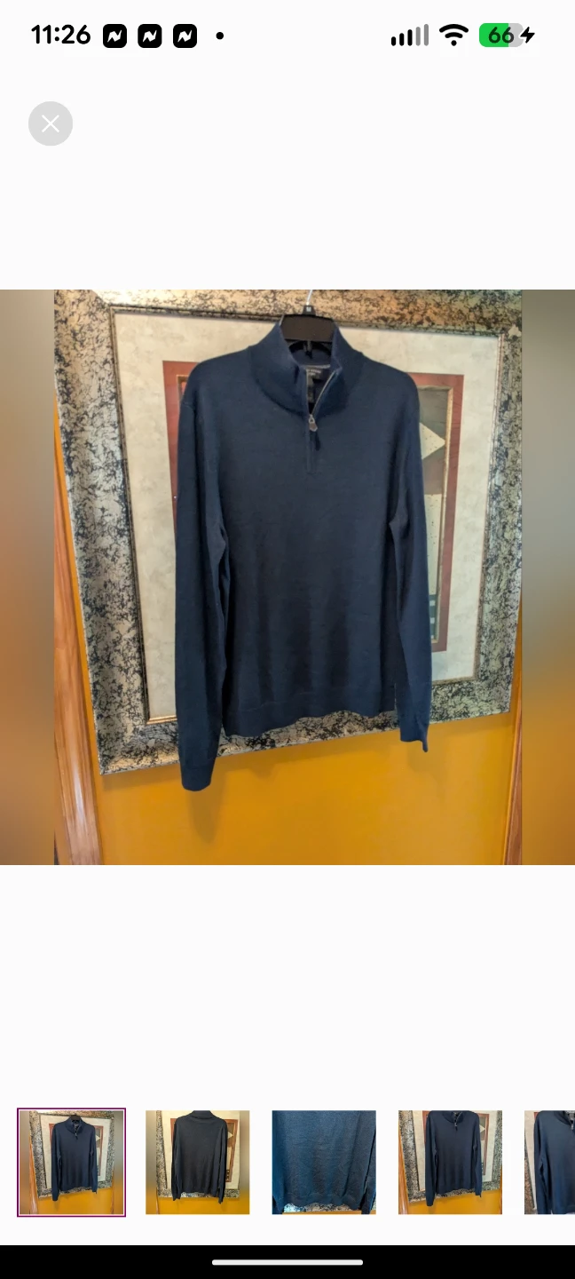 THE MEN'S STORE Bloomingdale's Navy Quarter-Zip Mock Neck-NEW